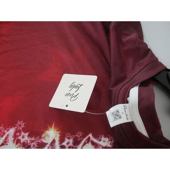 Women's Red & White Lighted Tree Lightweight Crewneck Sweatshirt S - Picture 10 of 10